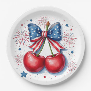 Kirschen mit Coquette Bow 4. Juli Amerikaner Pappteller