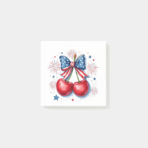 Kirschen mit Coquette Bow 4. Juli Amerikaner Post-it Klebezettel