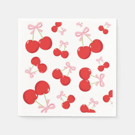Kirschen mit Pink Bow Coquette Geburtstagsparty Serviette