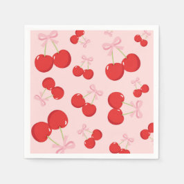Kirschen mit Pink Bow Coquette Geburtstagsparty Serviette