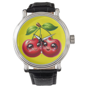 Kirschen mit Smiley Armbanduhr