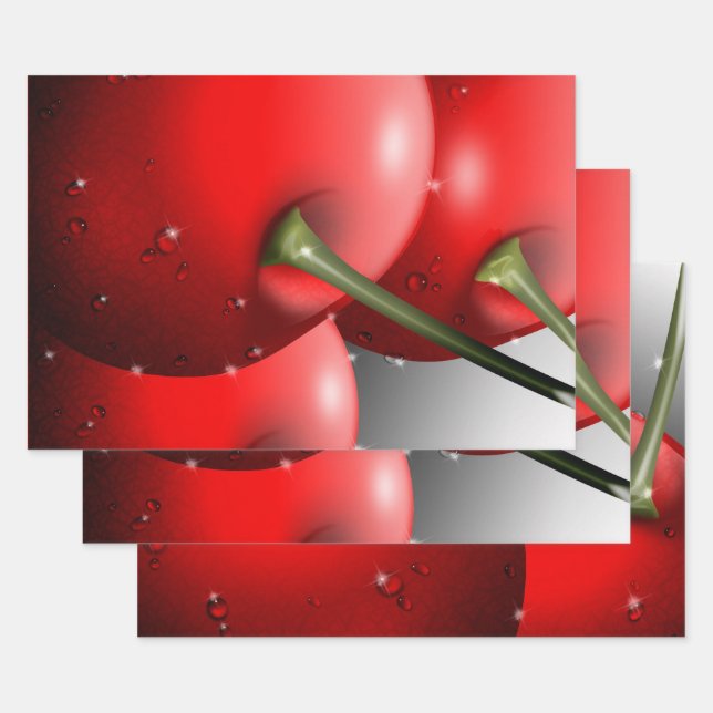 Kirschen mit Taubentropfen Geschenkpapier Set (Set)