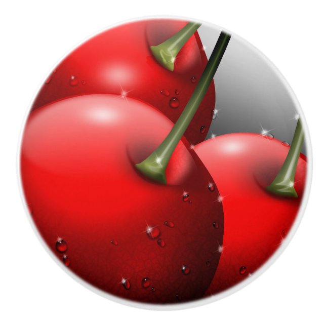 Kirschen mit Taubentropfen Keramikknauf (Vorderseite)