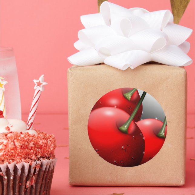 Kirschen mit Taubentropfen Runder Aufkleber (Party)