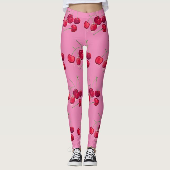 Kirschen Obst natürliche süße köstliche Retro Leggings (Vorderseite)