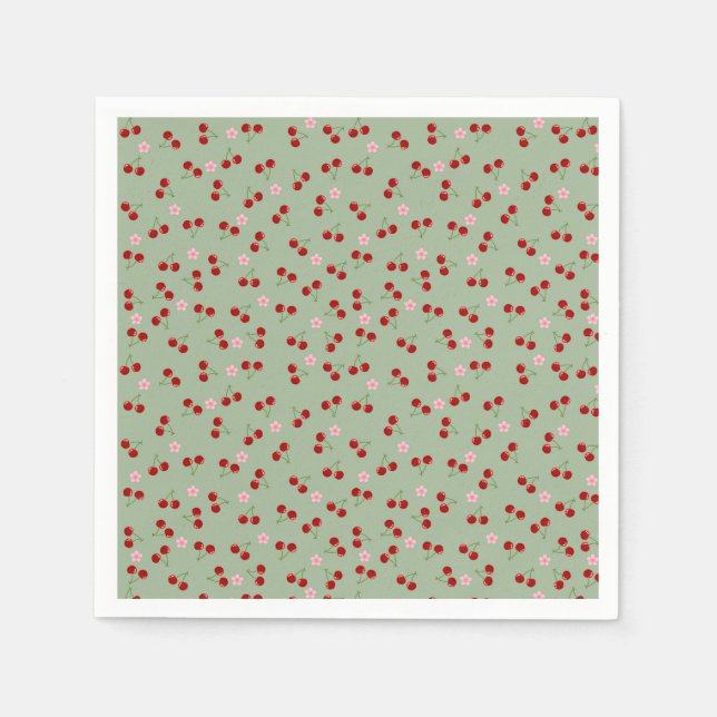 Kirschen und Blume Serviette (Vorderseite)