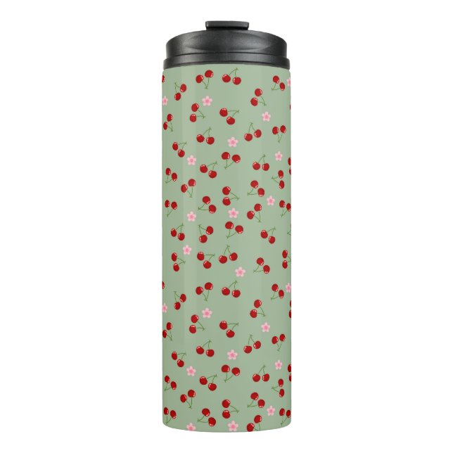 Kirschen und Blume Thermosbecher (Vorderseite)