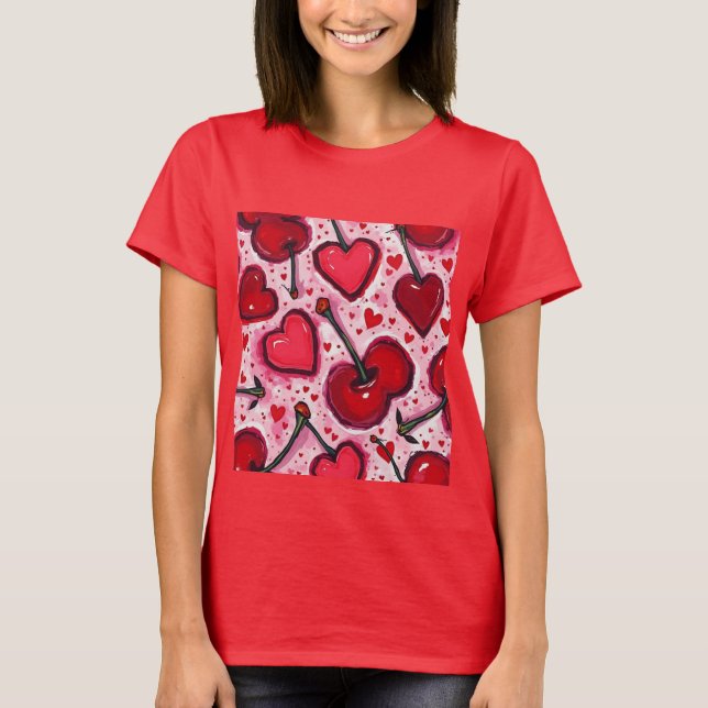 Kirschen und Herzen T-Shirt (Vorderseite)