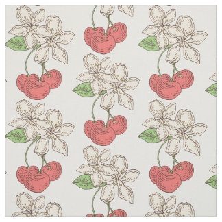 Kirschen und Kirschblüten Stoff