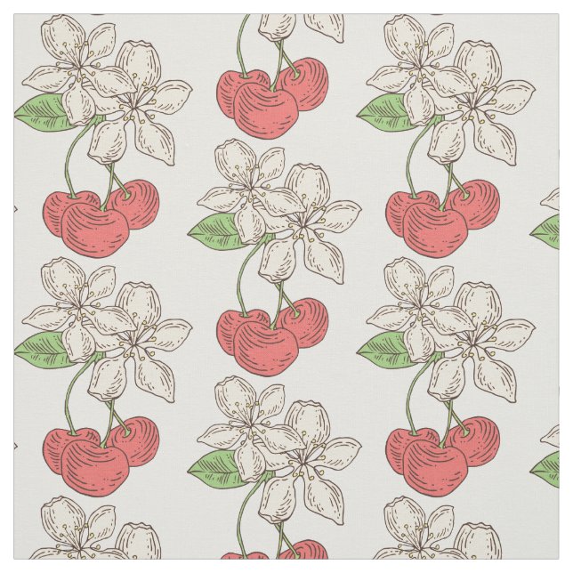 Kirschen und Kirschblüten Stoff (Muster)