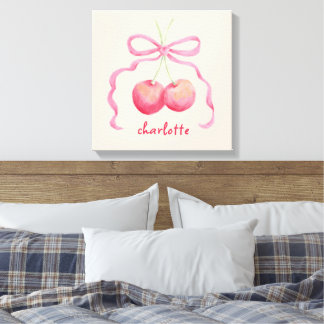 Kirschen und Schleife Kinderpersonalized Kunst Leinwanddruck