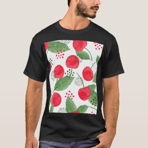 Kirschen Vintage, Wasserfarbe Nahtlos. T-Shirt