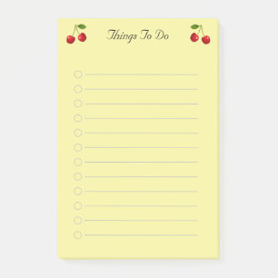 Kirschfrüchte auf gelben Sachen zu tun Linde Post-it Klebezettel