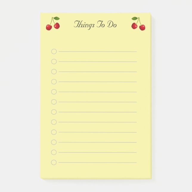 Kirschfrüchte auf gelben Sachen zu tun Linde Post-it Klebezettel (Vorderseite)