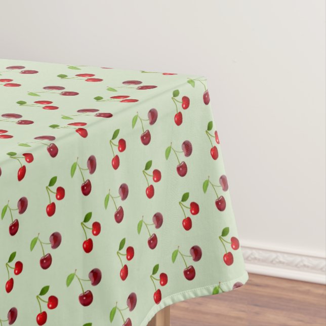 Kirschfrüchte auf hellgrün tischdecke (Beispiel)