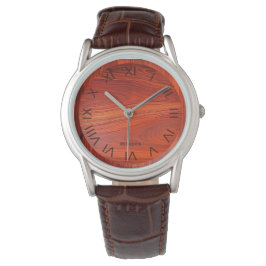 Kirschholzstruktur mit individuellem Monogramm. Armbanduhr