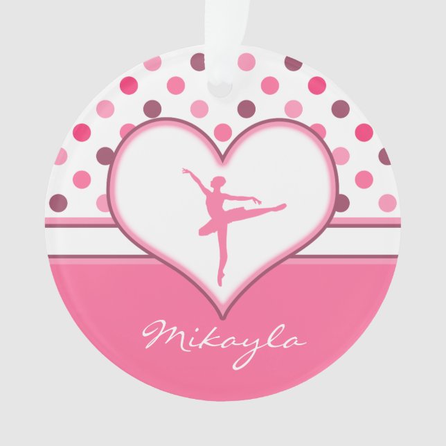 Kirschinspirierter Rosa Polka-Punkte Ornament (Vorderseite)