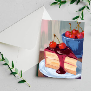 Kirschkäsekuchen Bäckerei Essen Malerei Karte