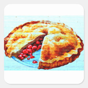 Kirschkuchenaufkleber Quadratischer Aufkleber
