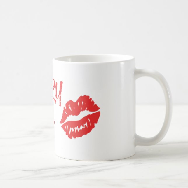 Kirschlippenrote Kuss-Kennzeichen-Tasse Kaffeetasse (Rechts)