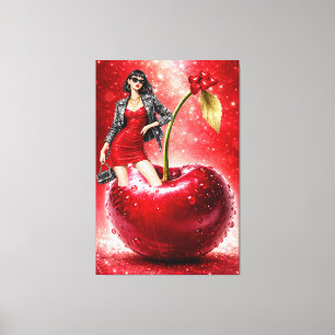 Kirschmode-Illustration als Wandkunst-Druck Leinwanddruck