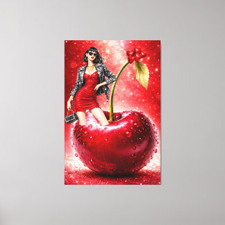 Kirschmode-Illustration als Wandkunst-Druck Leinwanddruck