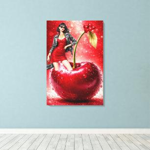 Kirschmode-Illustration Wandkunst Druck Leinwanddruck