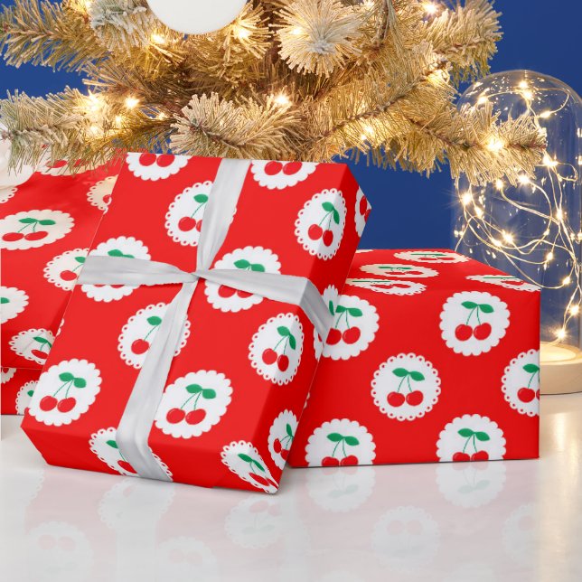 Kirschmuster – Retro Frucht Geschenk & Deko Geschenkpapier (Feiertage)