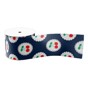Kirschmuster – Retro Frucht Geschenk & Dekor Ripsband