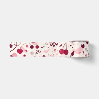Kirschrosa Y2K-nahtloses Geschenkpapier | Cute Aes Satinband