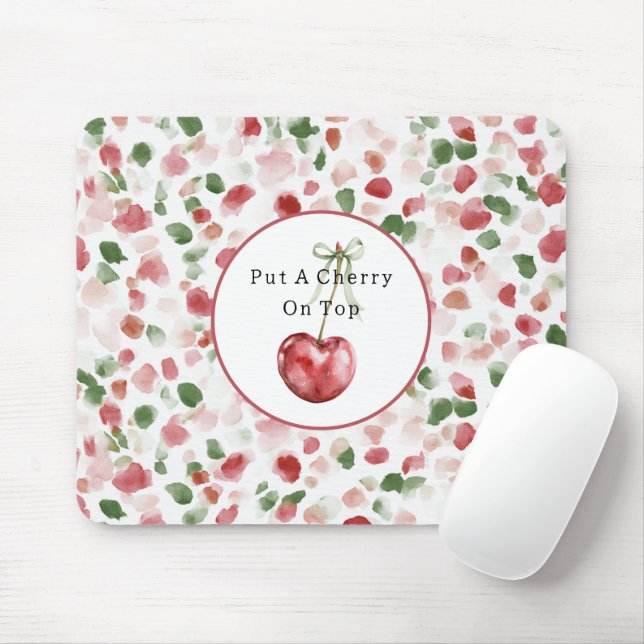 Kirschrot Apfelgrüne Blütenblätter Mousepad (Mit Mouse)