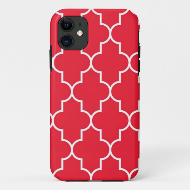 Kirschrot Quatrefoil Case-Mate iPhone Hülle (Rückseite)