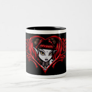 Kirschrot"Terra-" Valentinstag-Kaffee, Tee-Tasse Zweifarbige Tasse