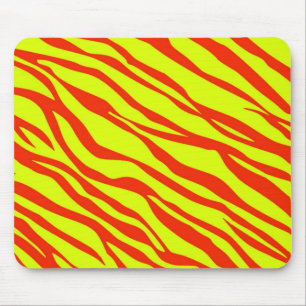 Kirschrot und Neon Gelb Zebra Gestreift Mousepad
