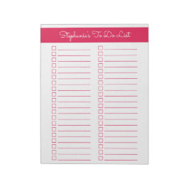 Kirschrot Vertikal 8,5x11 Zweispaltige Checkliste Notizblock
