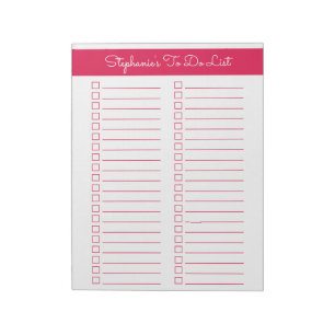 Kirschrot Vertikal 8,5x11 Zweispaltige Checkliste Notizblock
