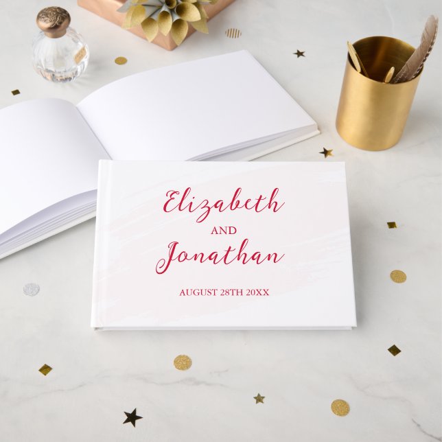 Kirschrote Hochzeit Gästebuch (Vorderseite Offen)