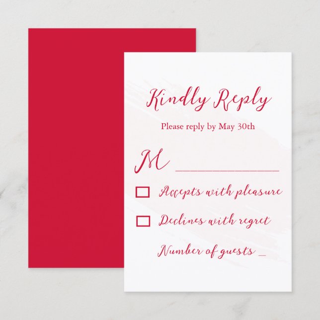 Kirschrote Hochzeit RSVP Karte (Vorne/Hinten)