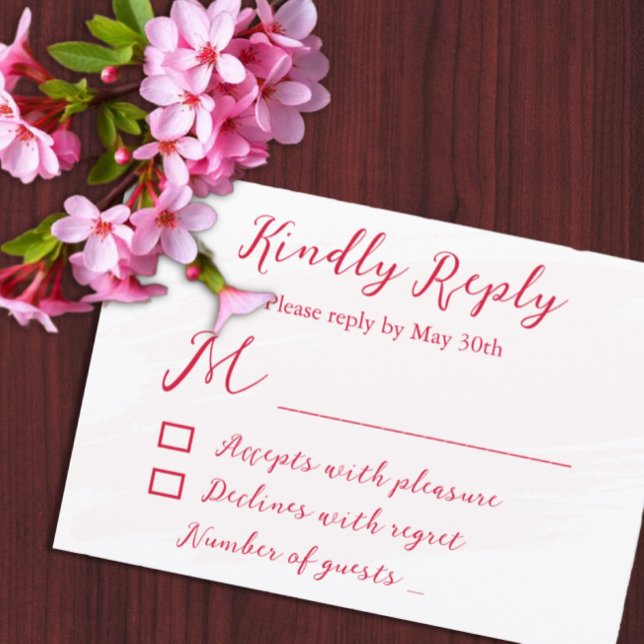 Kirschrote Hochzeit RSVP Karte (Von Creator hochgeladen)