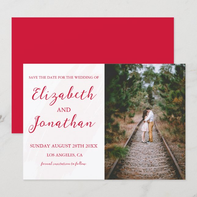 Kirschrote Hochzeit Save The Date (Vorne/Hinten)