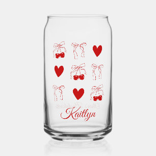 Kirschroter Schleifen-Coquette-Junggesellinnen-Abs Dosenglas