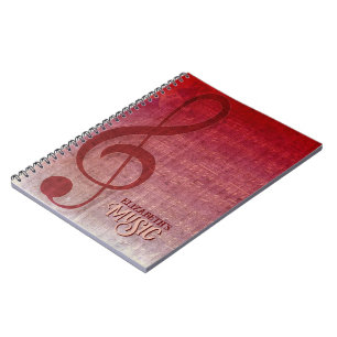 Kirschrotes Clef Notenblatt Personalisiert Notizblock