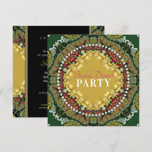 Kirschrotes Fraktal-Spitzen-Satin-Dinnerparty Einladung