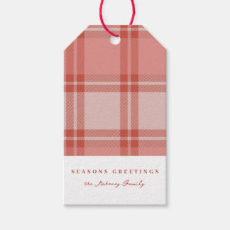 Kirschrotes Karo-Festtag-Gift-Tag Geschenkanhänger