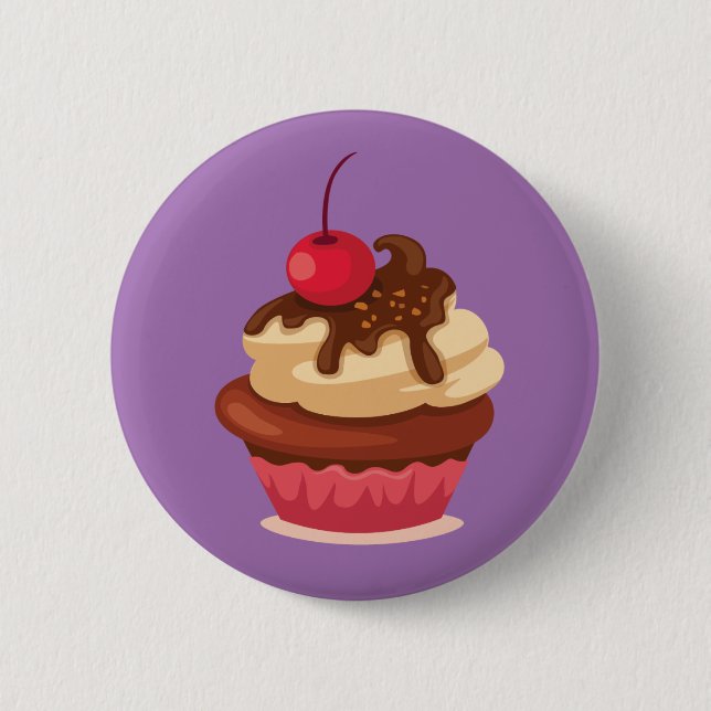 Kirschschokoladen-Spitzen-Kuchen-Knopf-Abzeichen Button (Vorderseite)