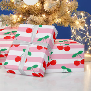 Kirschstreifen-Muster – Retro-Frucht-Geschenk & De Geschenkpapier