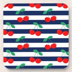 Kirschstreifen-Muster – Retro-Frucht-Geschenk & De Getränkeuntersetzer