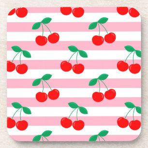 Kirschstreifen-Muster – Retro-Frucht-Geschenk & De Getränkeuntersetzer
