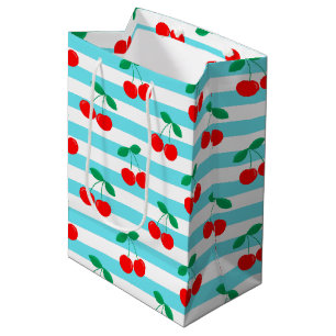 Kirschstreifen-Muster – Retro-Frucht-Geschenk & De Mittlere Geschenktüte
