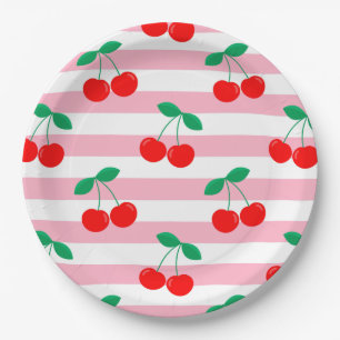Kirschstreifen-Muster – Retro-Frucht-Geschenk & De Pappteller